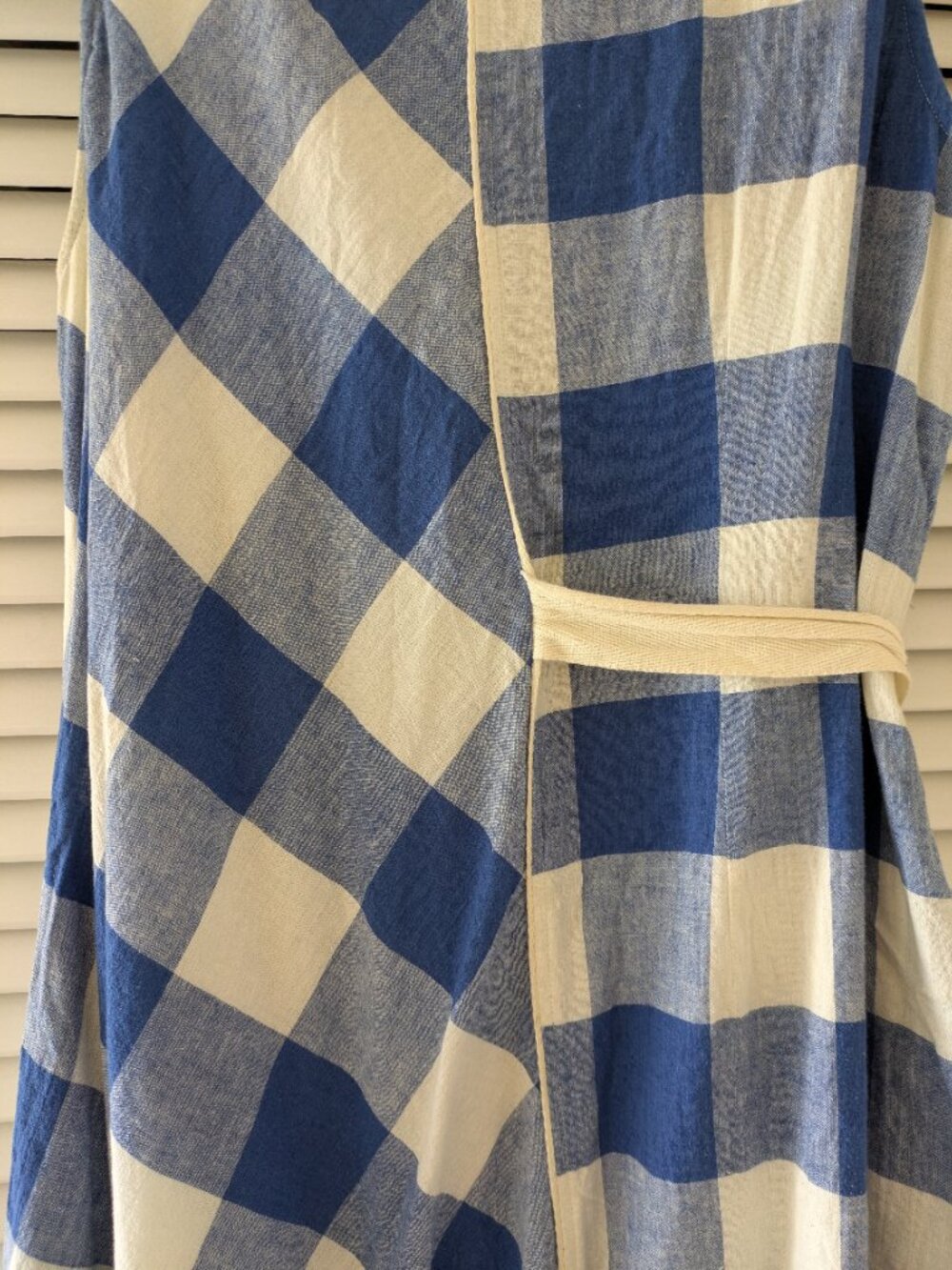 Anthropologie Maeve Belted Gingham Blue White Check Asymmetrical Dress, Size Med - Picture 5 of 10